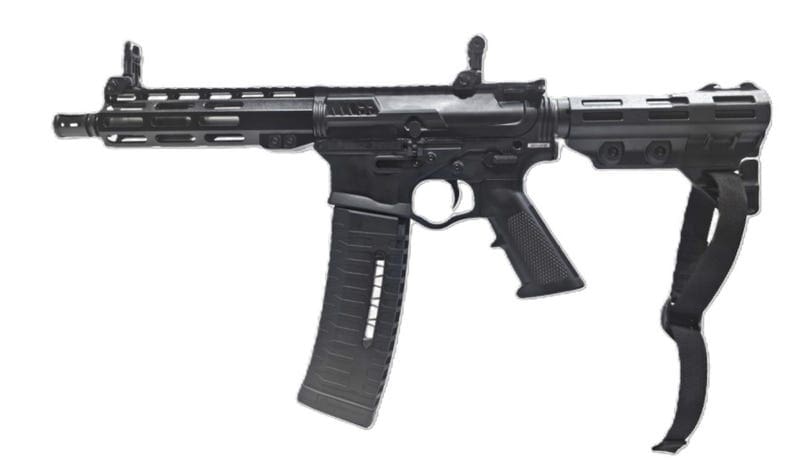 ATI ALPHA MAX 5.56 PISTOL 7.5″ BARREL, 7″ MLOK W/ FLIP UPS, NEW BRACE, 1-60RD MAG