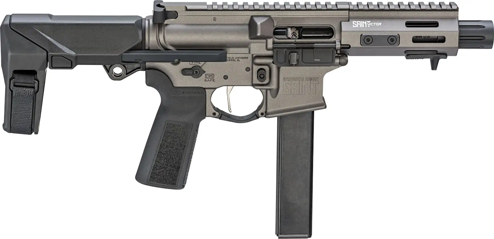 SPRINGFIELD ARMORY SAINT VICTOR PDW 9MM PISTOL 5.5″ TUNGSTEN GRY, 1-32RD MAG
