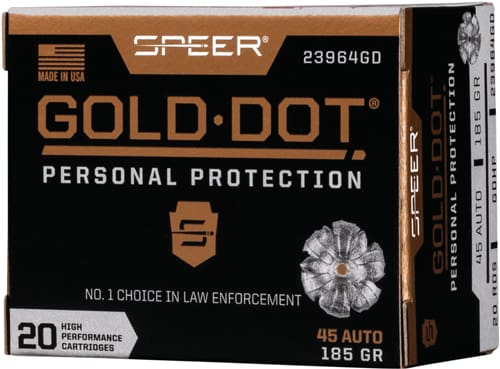 SPEER GOLD DOT 45 ACP – 185GR GDHP 20RD 10BX/CS