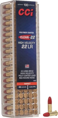 CCI CLEAN 22LR 40GR RED POLY – RN 1235FPS  100RD 50BX/CS