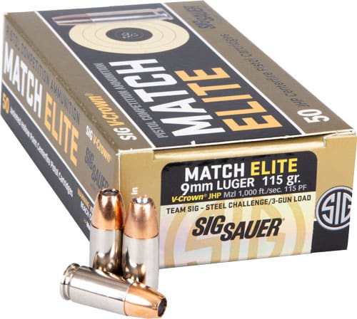 SIG AMMO 9MM 115GR ELITE – V-CROWN COMPITIION 50RD 20BX/C