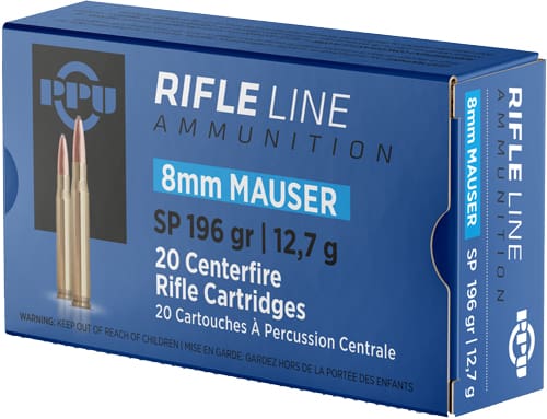 PPU 8MM MAUSER 196GR JSP – 20RD 10BX/CS