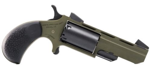 NAA HUNTSMAN MINI-REVOLVR – 22WMR 2″ FIXED OD GRN RUBBER