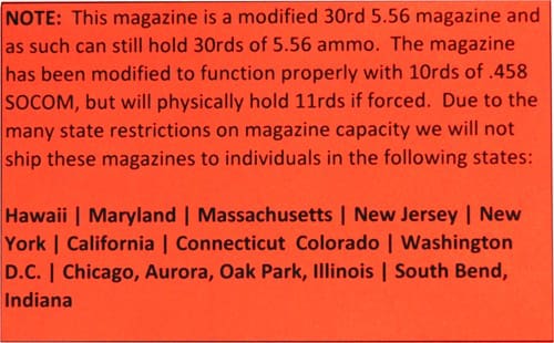 CMMG MAGAZINE MKW15 458 SOCOM - 30RD MODIFIED TO 10RD HI-CAP - Image 3